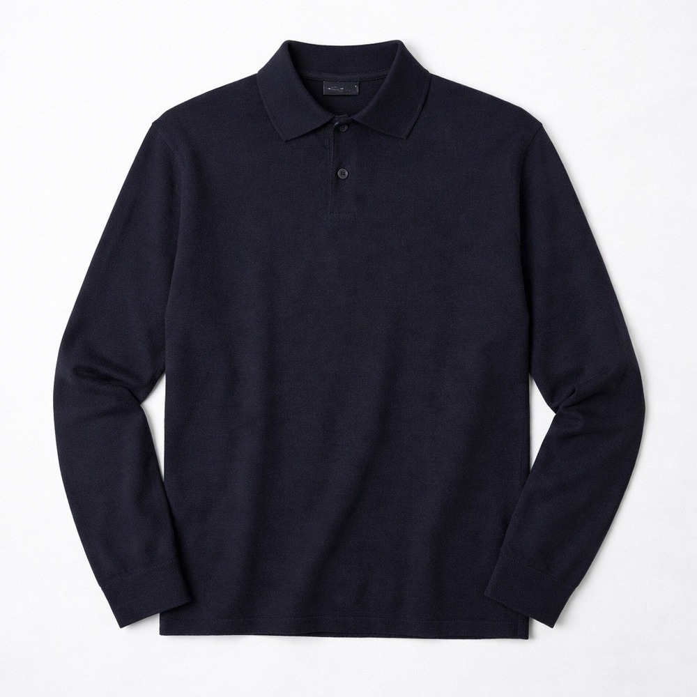Zara Knit‎ Polo Shirt Mens Small Black Long Sleeve Viscose Blend 5536/310/800